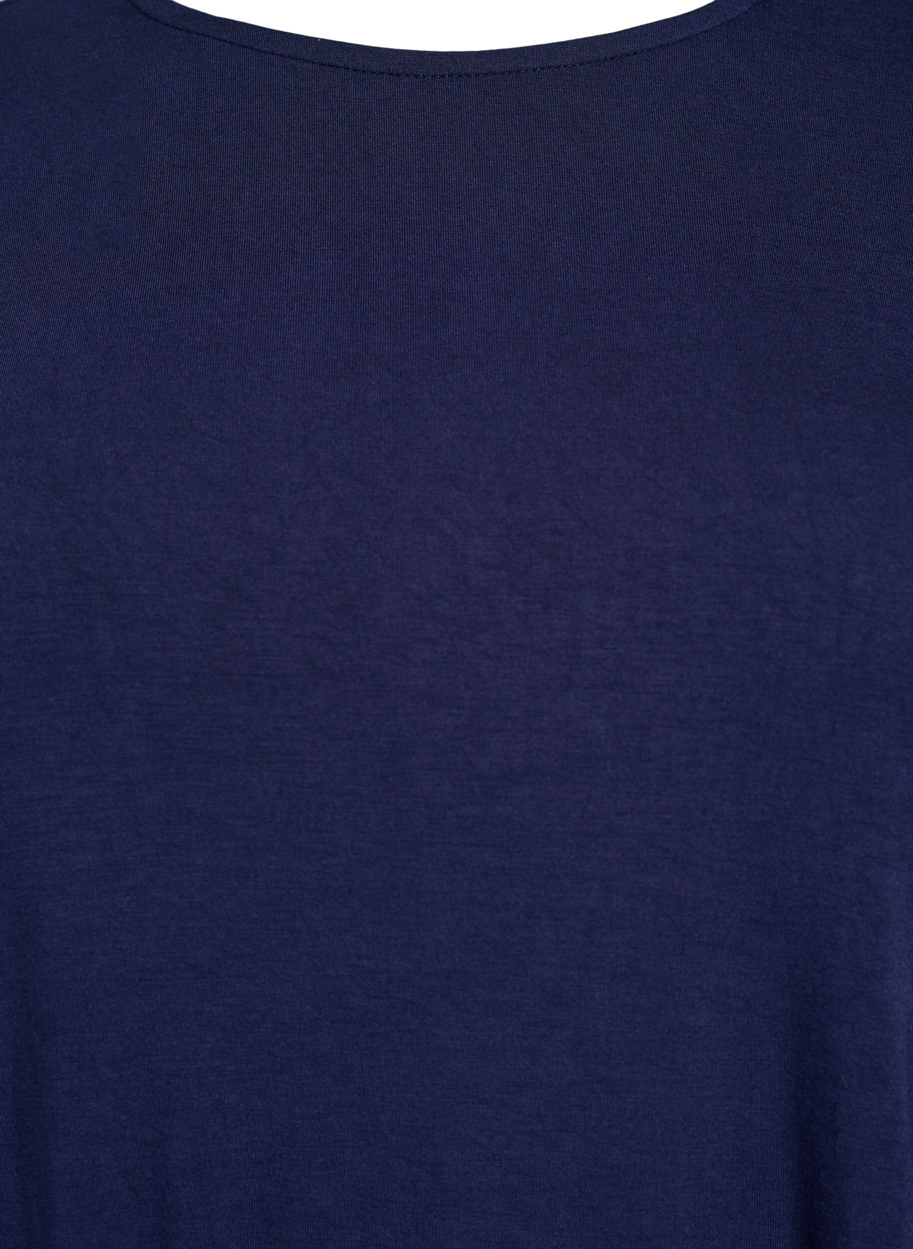 Zizzi Ensfarvet bluse med lange ermer, Bl&aring;, Packshot image number 2