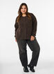 Cardigan med paljetter og knapper, Brun, Model image number 1