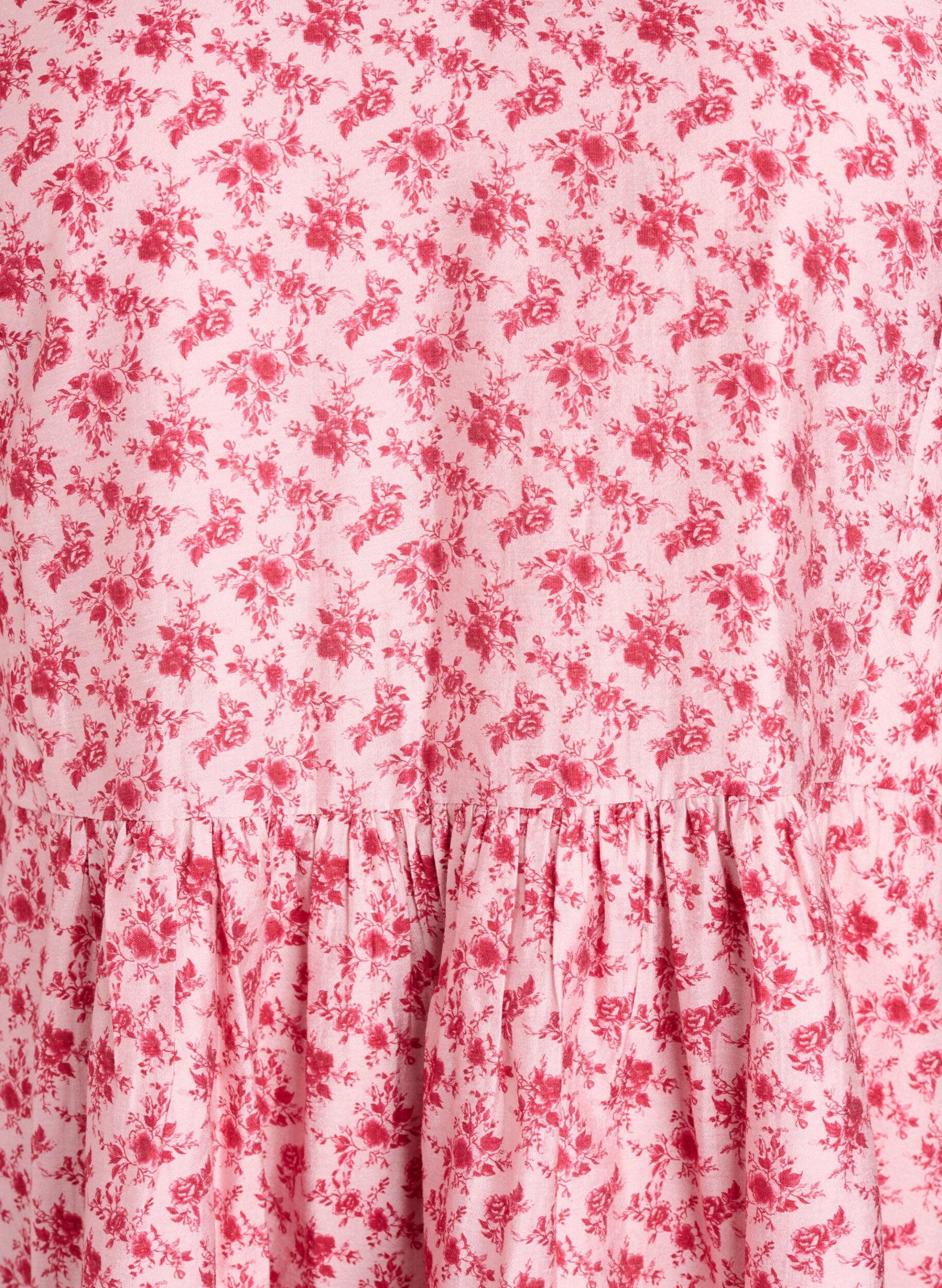 ZizziKort viskosekjole med empirelinje og ballongermer, R&oslash;d, Packshot image number 2