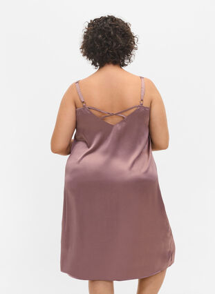 Ermeløs nattkjole med blonder og ryggdetalj, Sparrow, Model image number 1