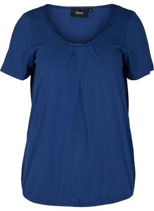 Kortermet T-skjorte med rund hals og blondekant, Twilight Blue, Packshot image number 0