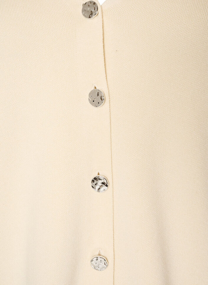 Finstrikket cardigan med dekorative knapper, Vanilje, Packshot image number 2