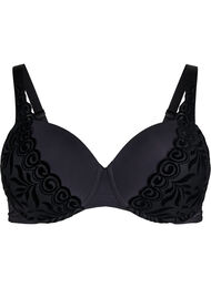 Formstøpt BH med fløyelsmønster, Black
