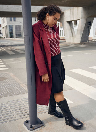 Zizzi Stripet ribbet jerseybluse med høy hals, T.Port Fairy Tale, Image image number 0