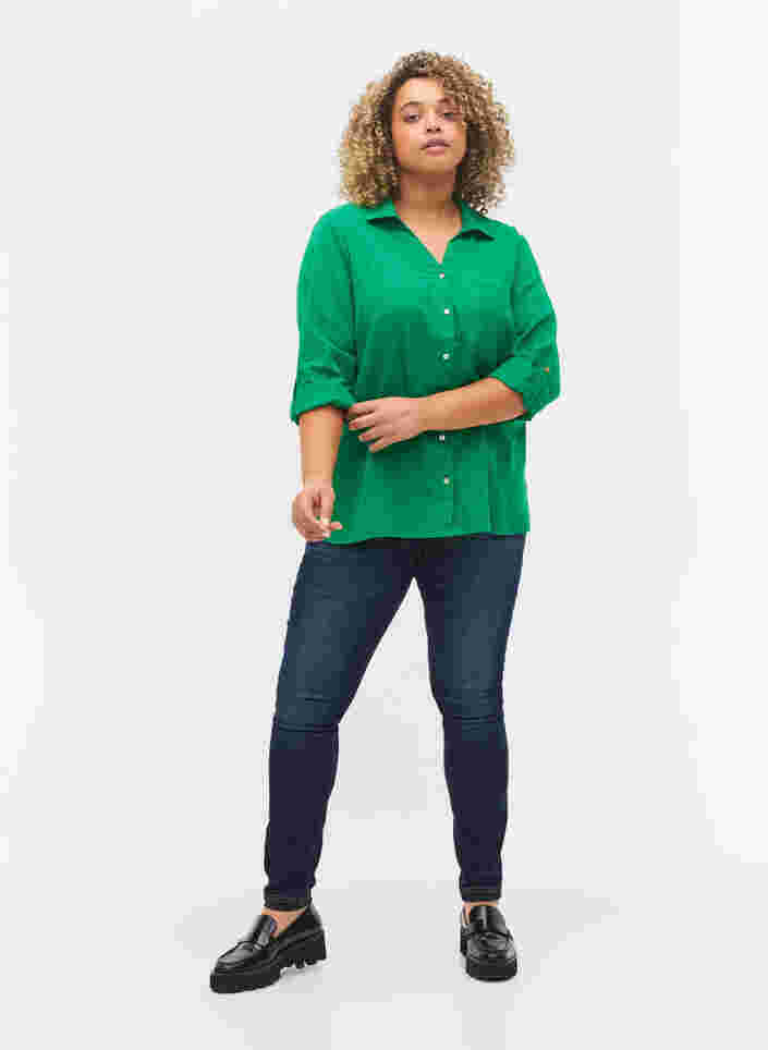Bluse med 3/4-ermer og knapper, Jolly Green, Model image number 2