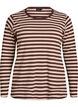 Stripete bluse med lange ermer, Brun, Packshot image number 0