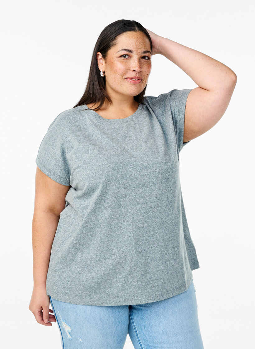 Melert T-skjorte med korte ermer, Grønn, Model image number 0