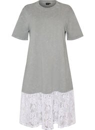 Loose fit T-skjortekjole med blonder trim, Gr&aring;
