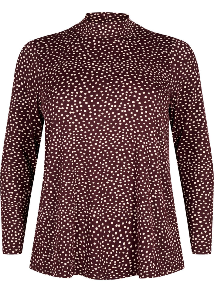 FLASH - Bluse med lange ermer og turtleneck, Mørk Bordeaux, Packshot image number 0