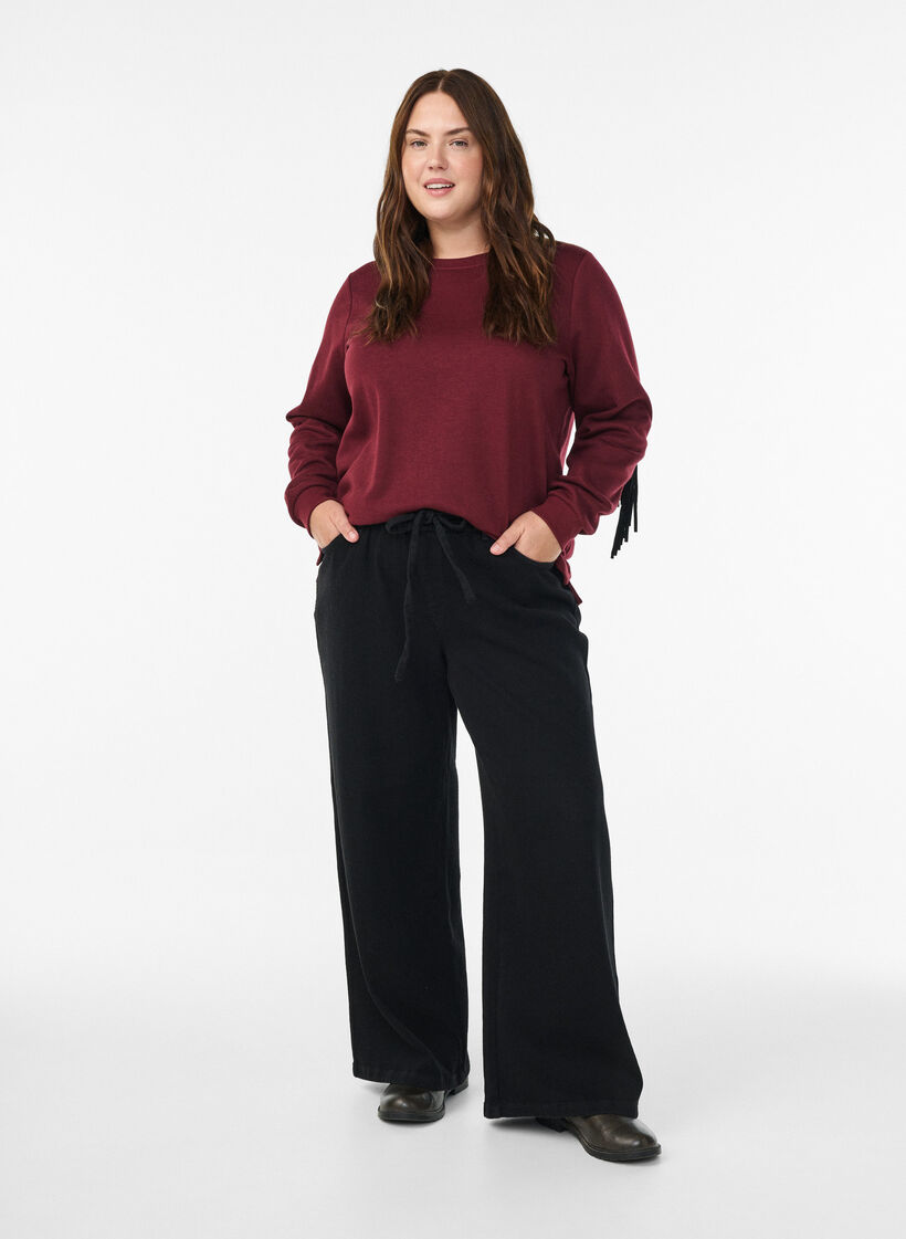 Genser med frynser, Mørk Bordeaux, Model image number 1