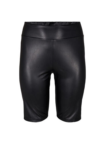 Shiny tettsittende shorts med høyt liv, Black, Packshot image number 0