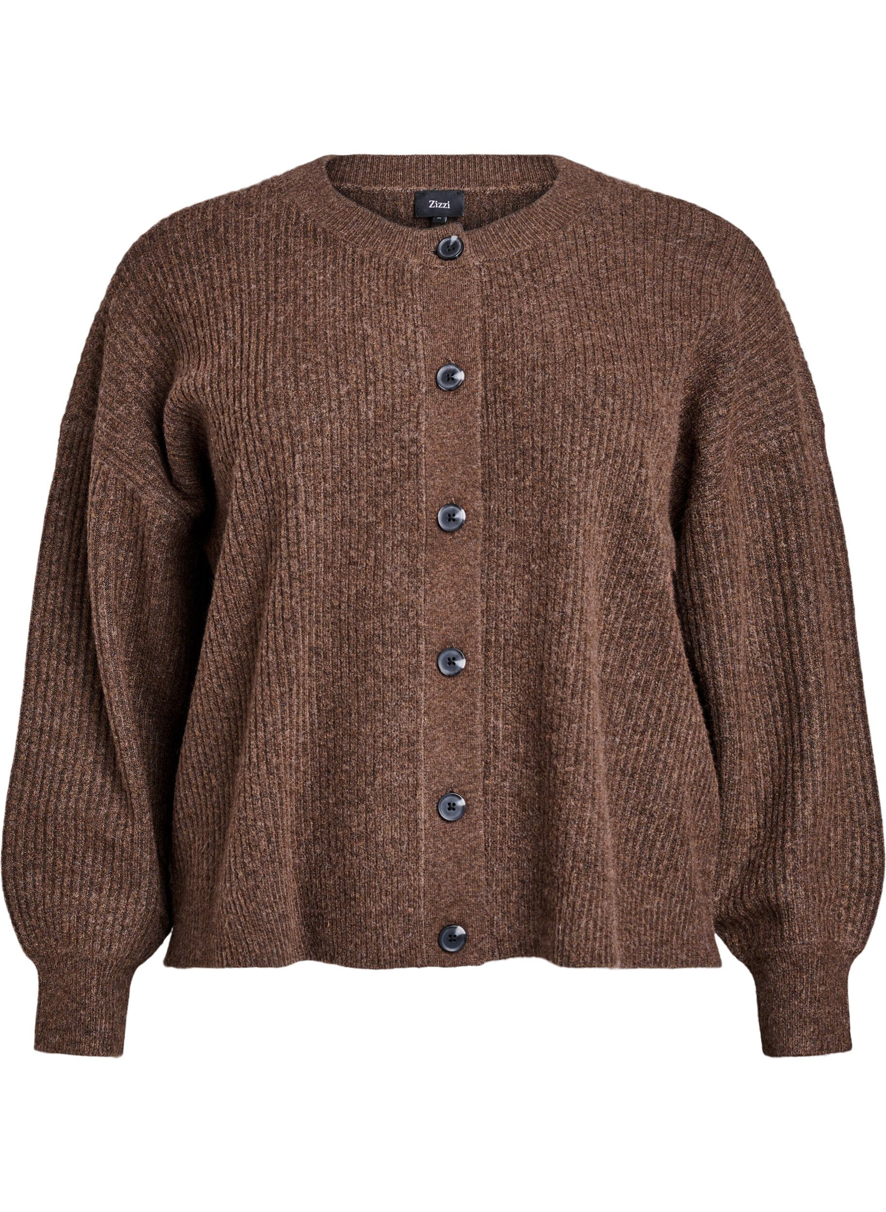 Ribbestrikket cardigan med knapper
