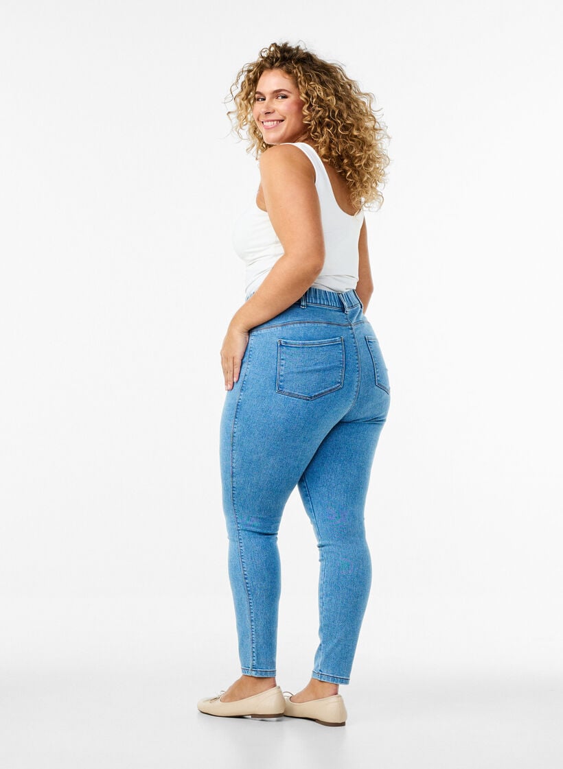 Jeggings med h&oslash;y midje, Bl&aring;, Model image number 1