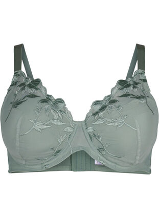 Zizzi Vattert BH med bøyle og broderi, Iceberg Green, Packshot image number 0