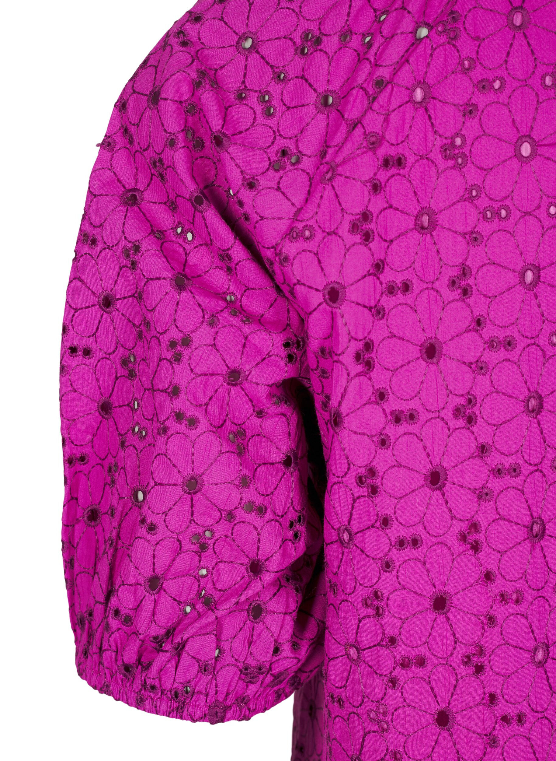 Zizzi Bluse med brodert blomster m&oslash;nster, Lilla, Packshot image number 3