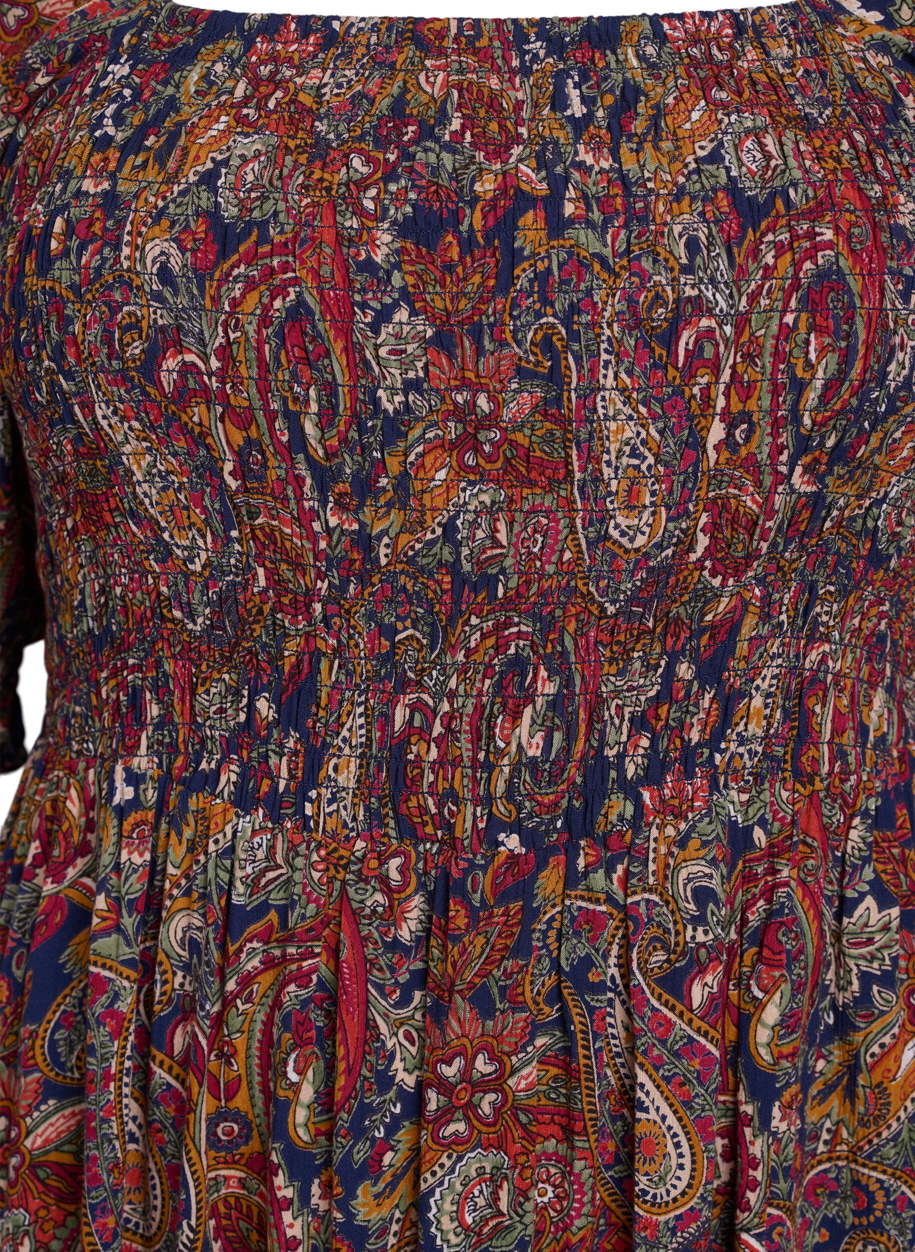 ZizziSommerkjole i viskose med paisley-trykk, Bl&aring;, Packshot image number 2