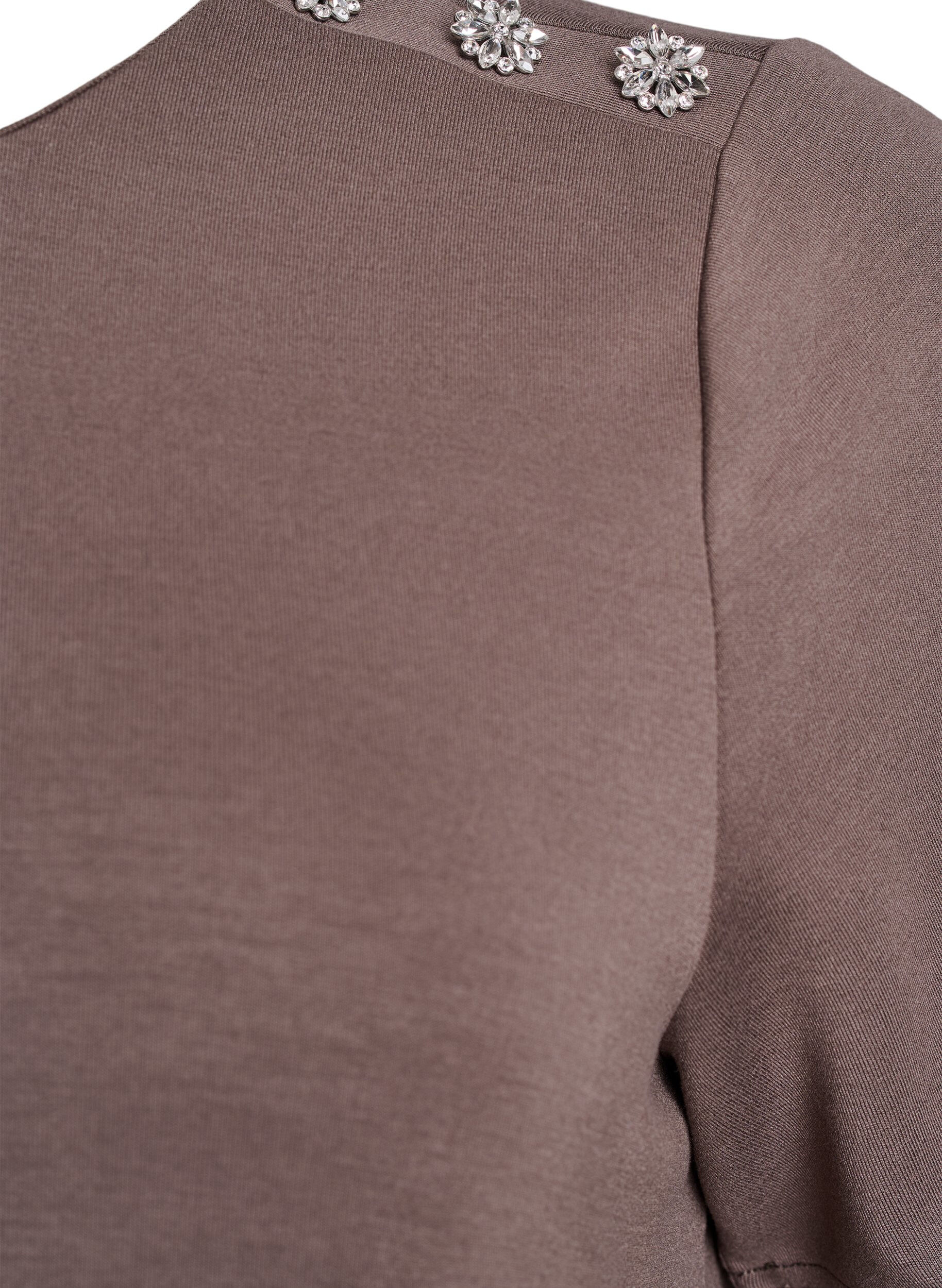 Zizzi Kortermet bluse med knappestolpe, Brun, Packshot image number 2