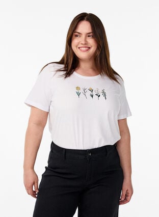 Zizzi FLASH - T-skjorte med motiv, Bright W Multi Flow, Model image number 0
