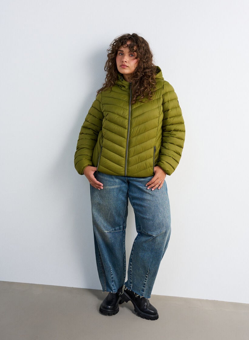 Lett jakke med hette, Gr&oslash;nn, Model image number 1