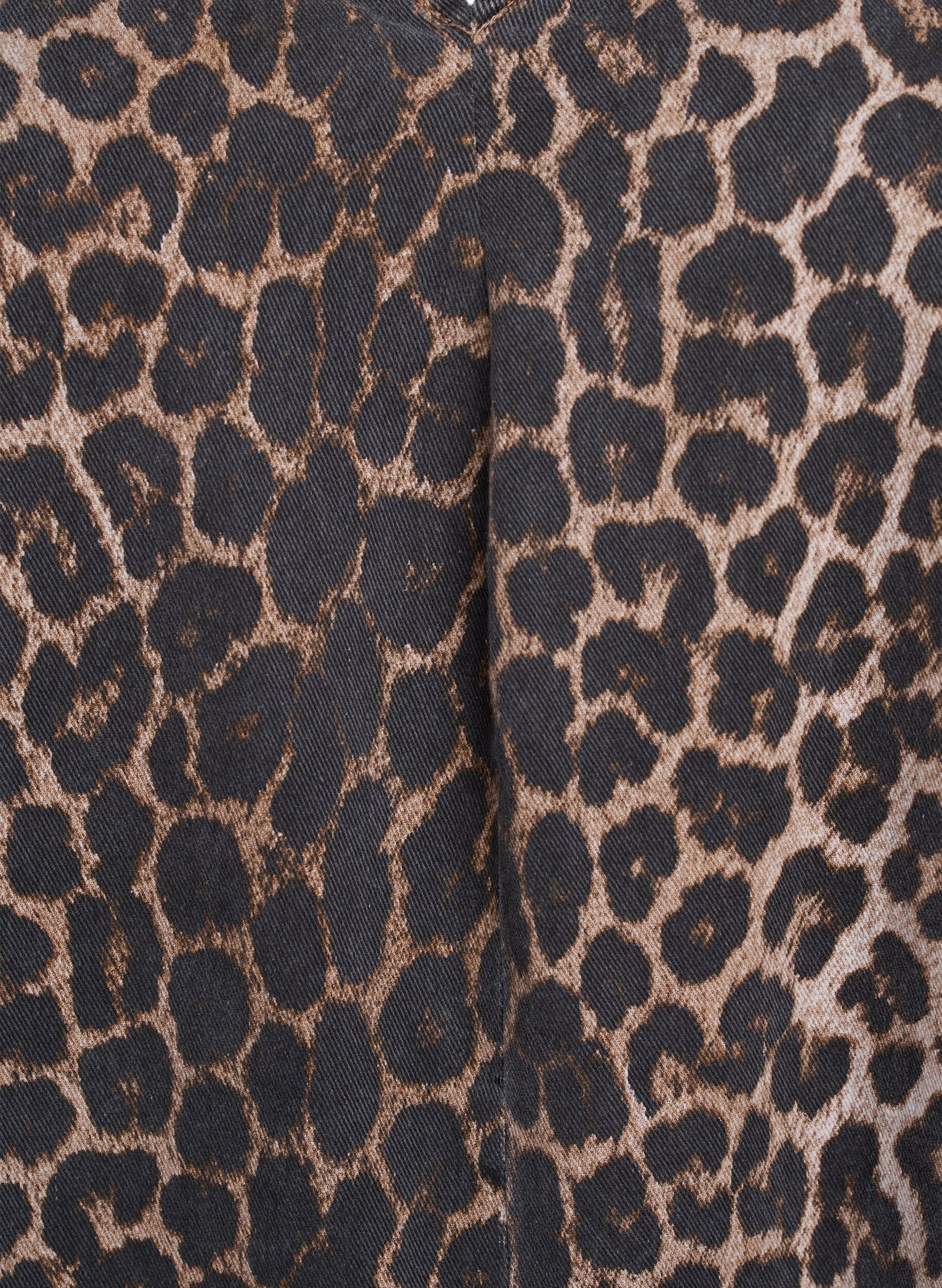Zizzi Spencerkjole med lommer og leopardm&oslash;nster, Brun, Packshot image number 2