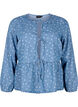 Peplumbluse i denim med knyting, Light Blue w.Flowers, Packshot image number 0