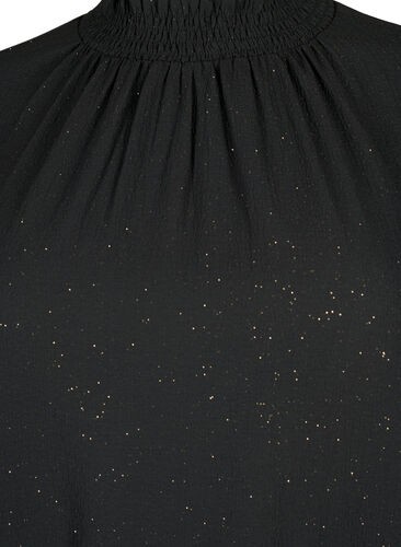 FLASH - langermet bluse med smokk og glitter	, Black w. Silver, Packshot image number 2