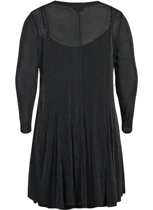 Langermet kjole med glimmer, Black, Packshot image number 1
