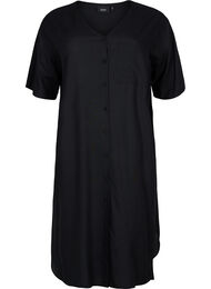 Kortermet skjortekjole i viskose, Black