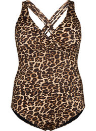 Badedrakt med kryss på ryggen og uttagbare innlegg, Leopard Print