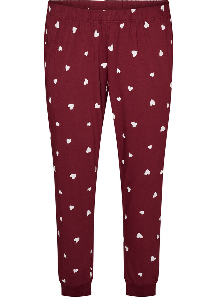 Pyjamasbukser med trykk, R&oslash;d, Packshot image number 0