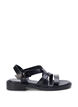 Sommersandal i skinn med bred passform, Black, Packshot image number 0