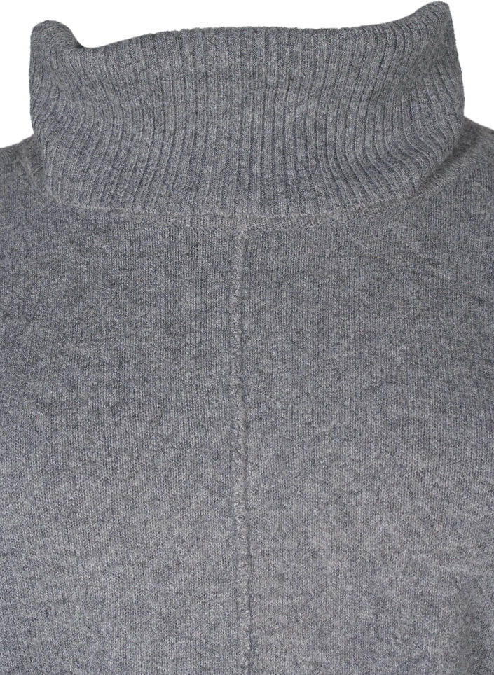 Poncho med høy hals, Medium Grey Melange, Packshot image number 2