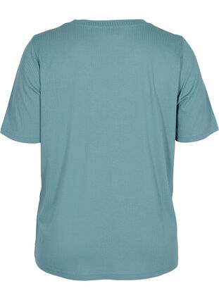 Kortermet T-skjorte i et ribbet materiale, Goblin Blue, Packshot image number 1