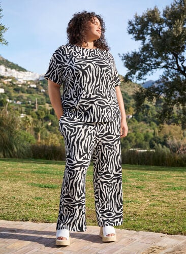 Zizzi Bukser med sebramønster, Svart, Image image number 0