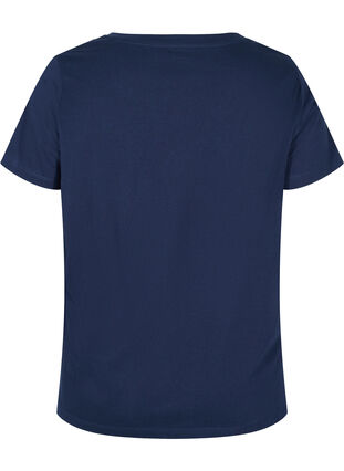 T-skjorte i økologisk bomull med snøredetalj, Navy Blazer, Packshot image number 1