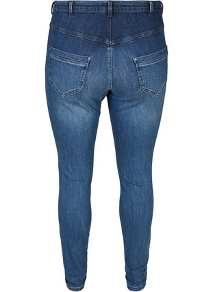 Ekstra slim Nille jeans med høyt liv, Dark blue denim, Packshot image number 1