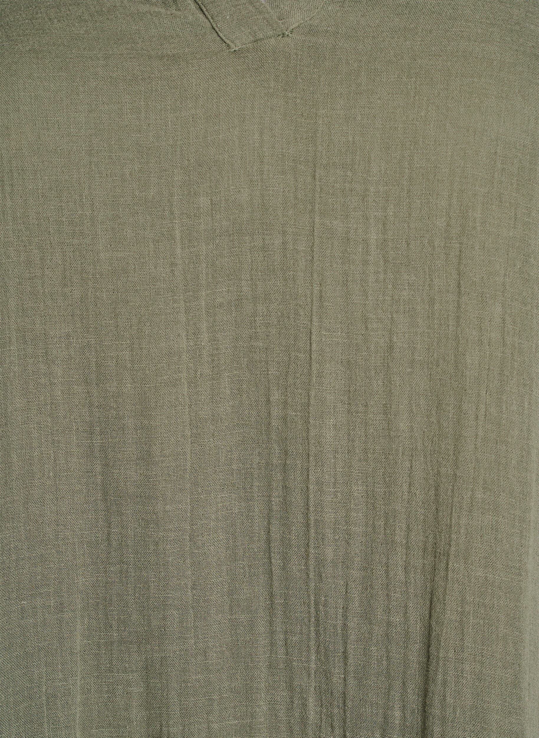 Zizzi Kort A-linjekjole i bomullsmuslin, Gr&oslash;nn, Packshot image number 2