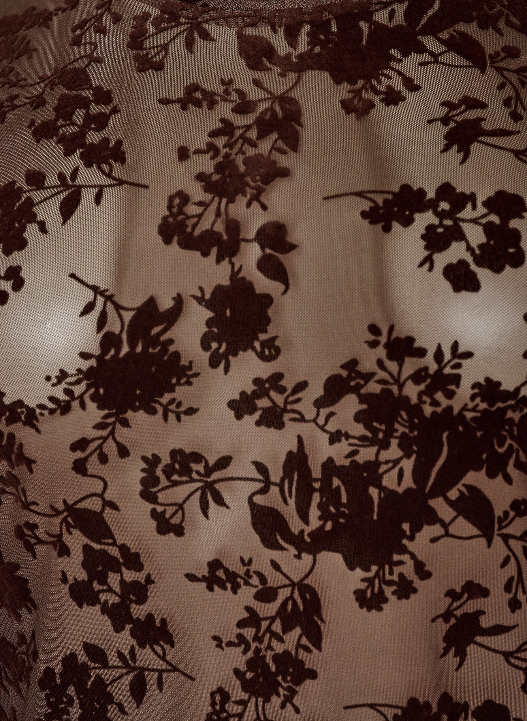 ZizziMeshbluse med blomstertrykk, Brun, Packshot image number 2