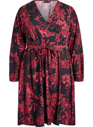 Knelang kjole med knytebelte og omslagsuttrykk, Svart