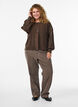 Ribbestrikket cardigan med knapper, Brun, Model image number 1