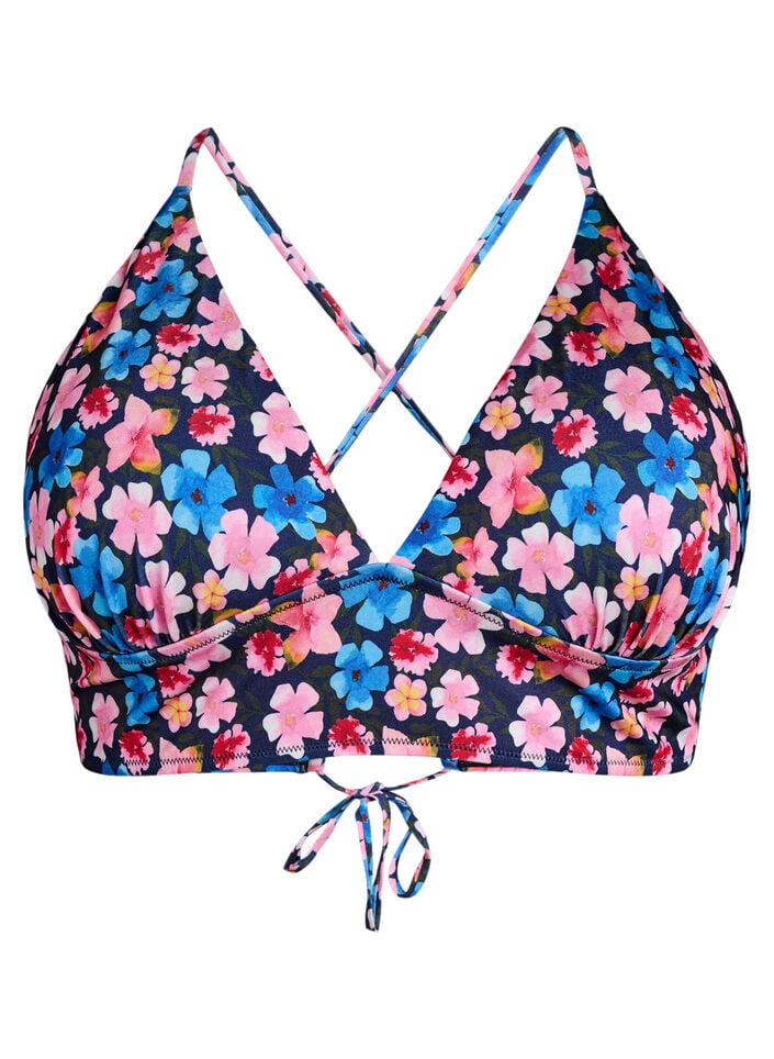 Blomstret bikinioverdel med knyting p&aring; ryggen, Rosa, Packshot image number 0