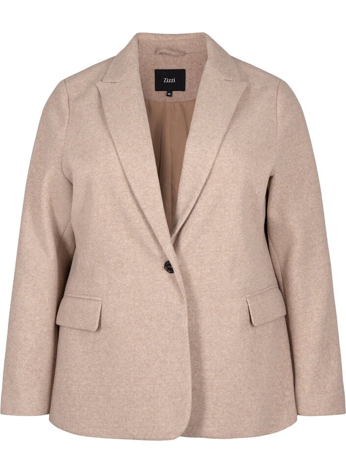 Melert blazer med splitt, Pumice Stone Mel., Packshot image number 0