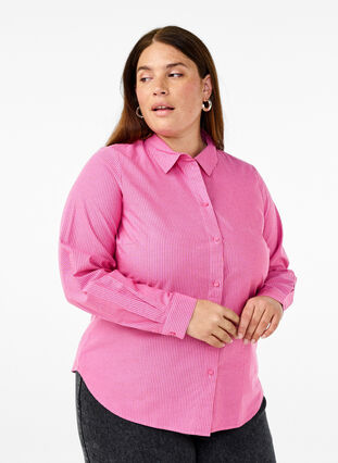 Zizzi Langermet bomullsskjorte, Rød, Model image number 0