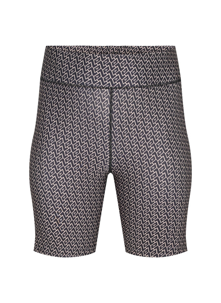 Mønstret treningsshorts, Black w. Text Print, Packshot image number 0