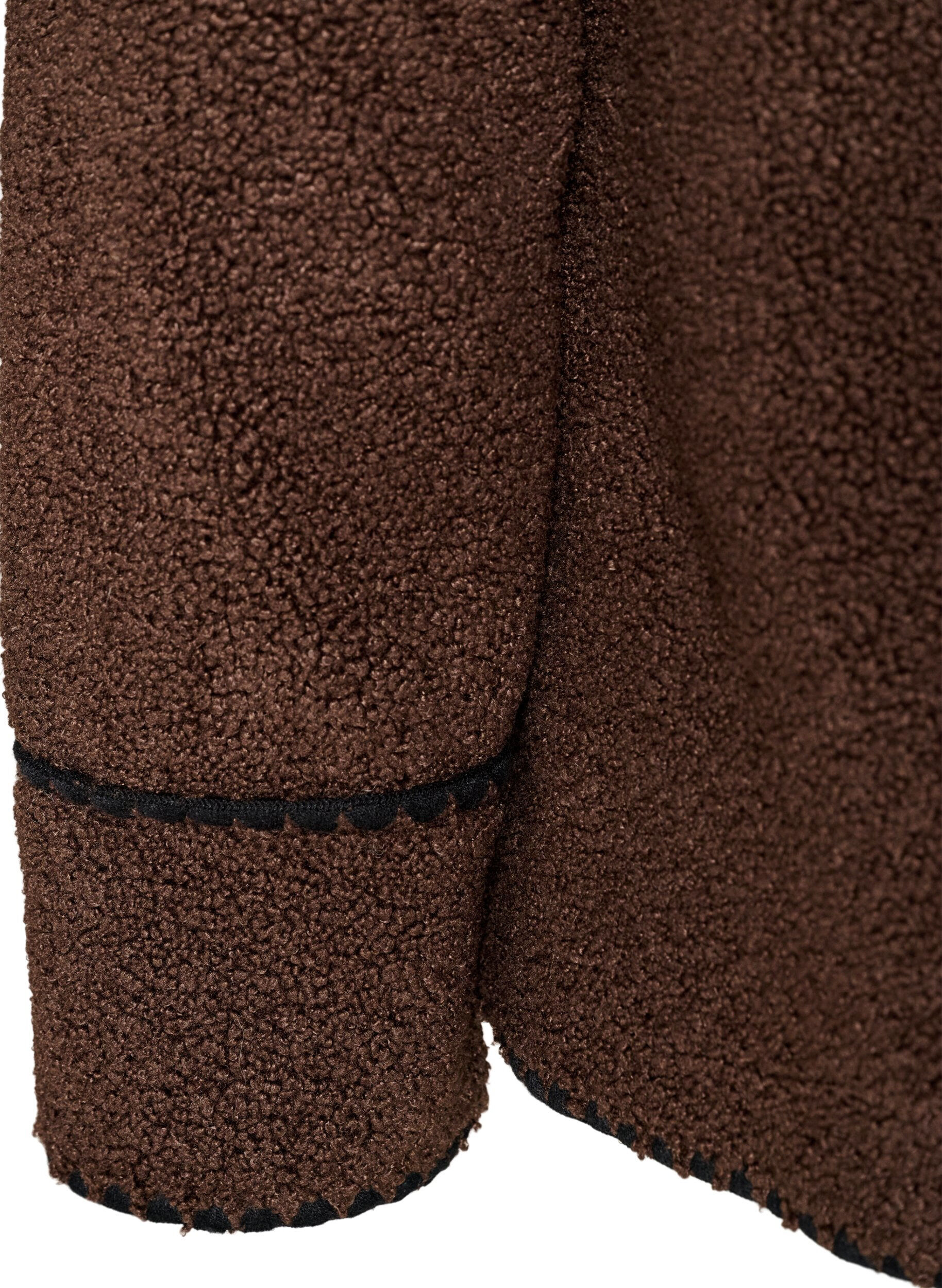 ZizziTeddyjakke med kontrastdetaljer, Brun, Packshot image number 4