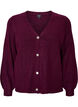 Cardigan med V-hals og ribbestruktur, Lilla, Packshot image number 0
