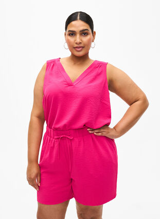 Shorts med lommer og elastisk linning, Pink Peacock, Model image number 0