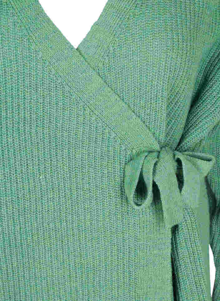 Strikket cardigan med wrap-effekt, Dusty Jade Green Mel, Packshot image number 2