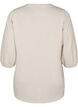 Bluse med blomsterbroderi og 3/4 ermer, Oatmeal Melange, Packshot image number 1