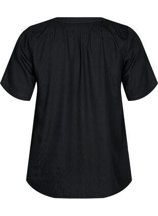 Kortermet bluse i viskose med V-hals, Black, Packshot image number 1